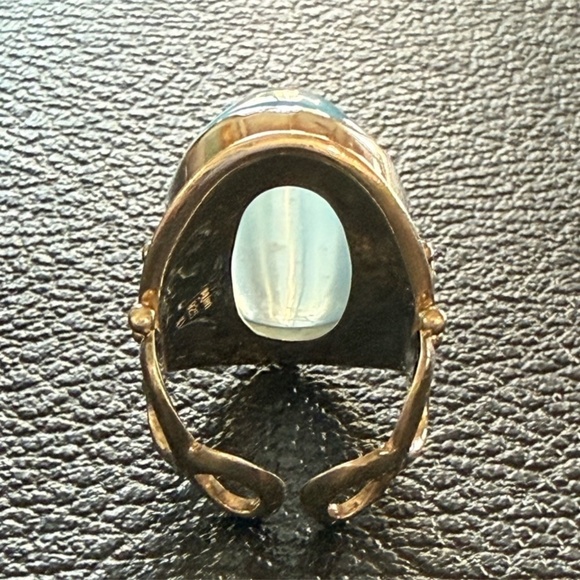 Vintage Sajen Sterling Silver Blue Moonstone Statement Ring – Size 8 Adjustable - Picture 3 of 10